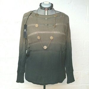Green ombre holey sweater